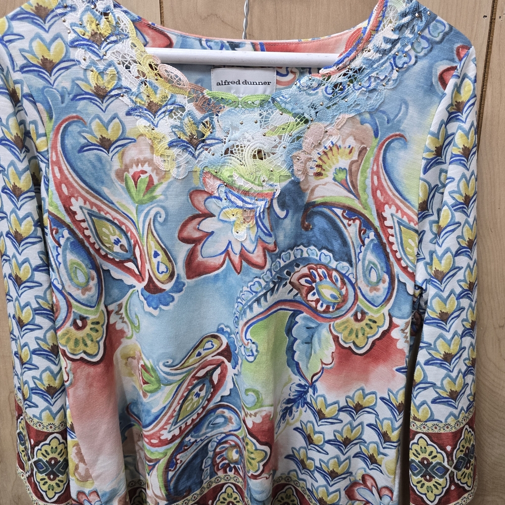 NEW ITEMS!!! Alfred Dunner Blue and Orange Paisley Blouse